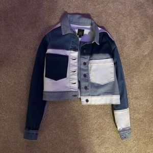 cropped patchwork denim jacket